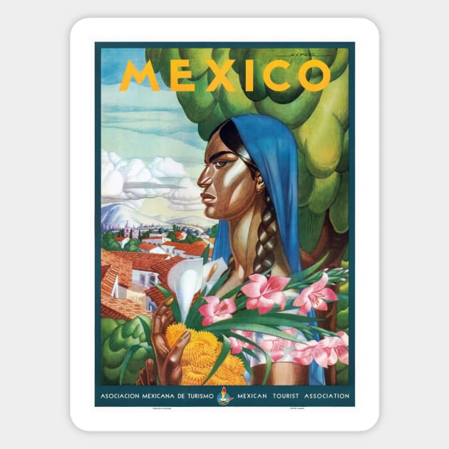 Vintage Travel Poster Mexico Woman Sticker by vintagetreasure